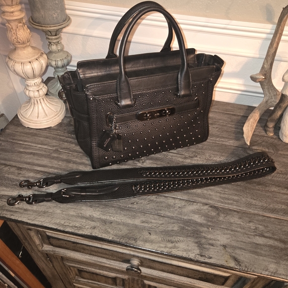 Coach SWAGER Black Studded Handbag - Picture 2 of 11